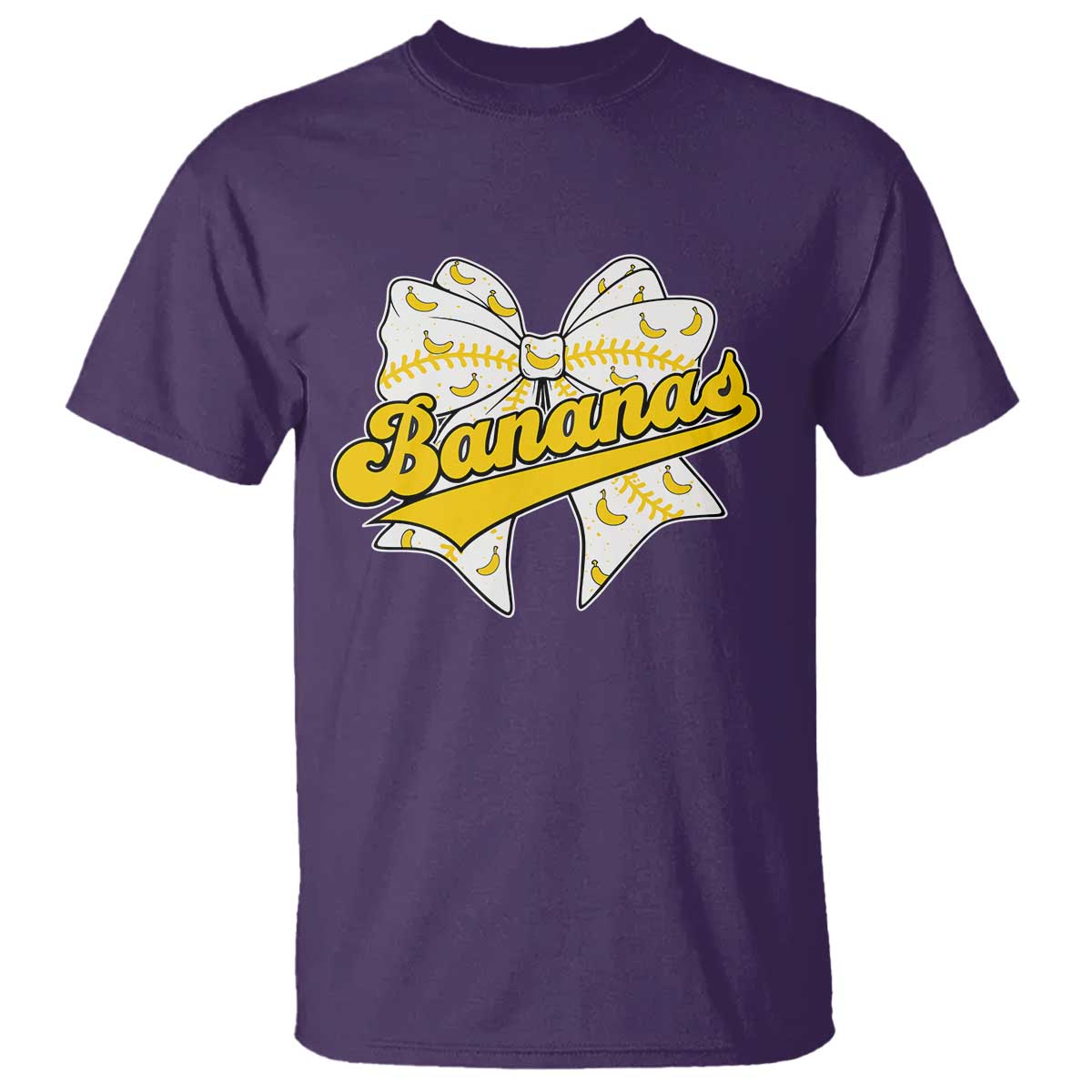Bananas Coquette Bow T Shirt Retro Throwback Popular Fruit Humor Banana Classic TS10 Purple Print Your Wear