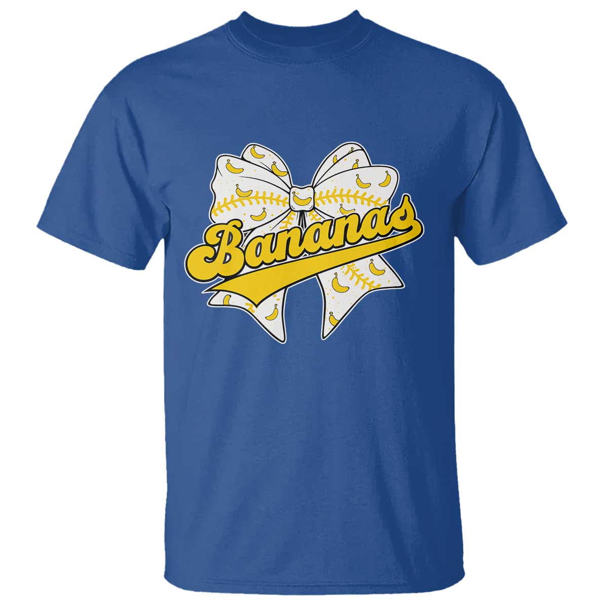 Bananas Coquette Bow T Shirt Retro Throwback Popular Fruit Humor Banana Classic TS10 Royal Blue Print Your Wear