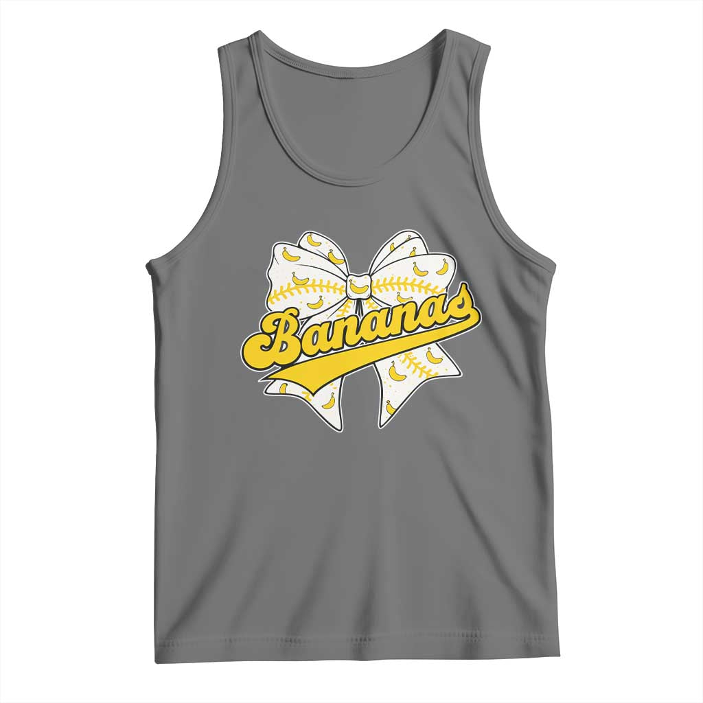 Bananas Coquette Bow Tank Top Retro Throwback Popular Fruit Humor Banana Classic TS10 Black Heather Print Your Wear