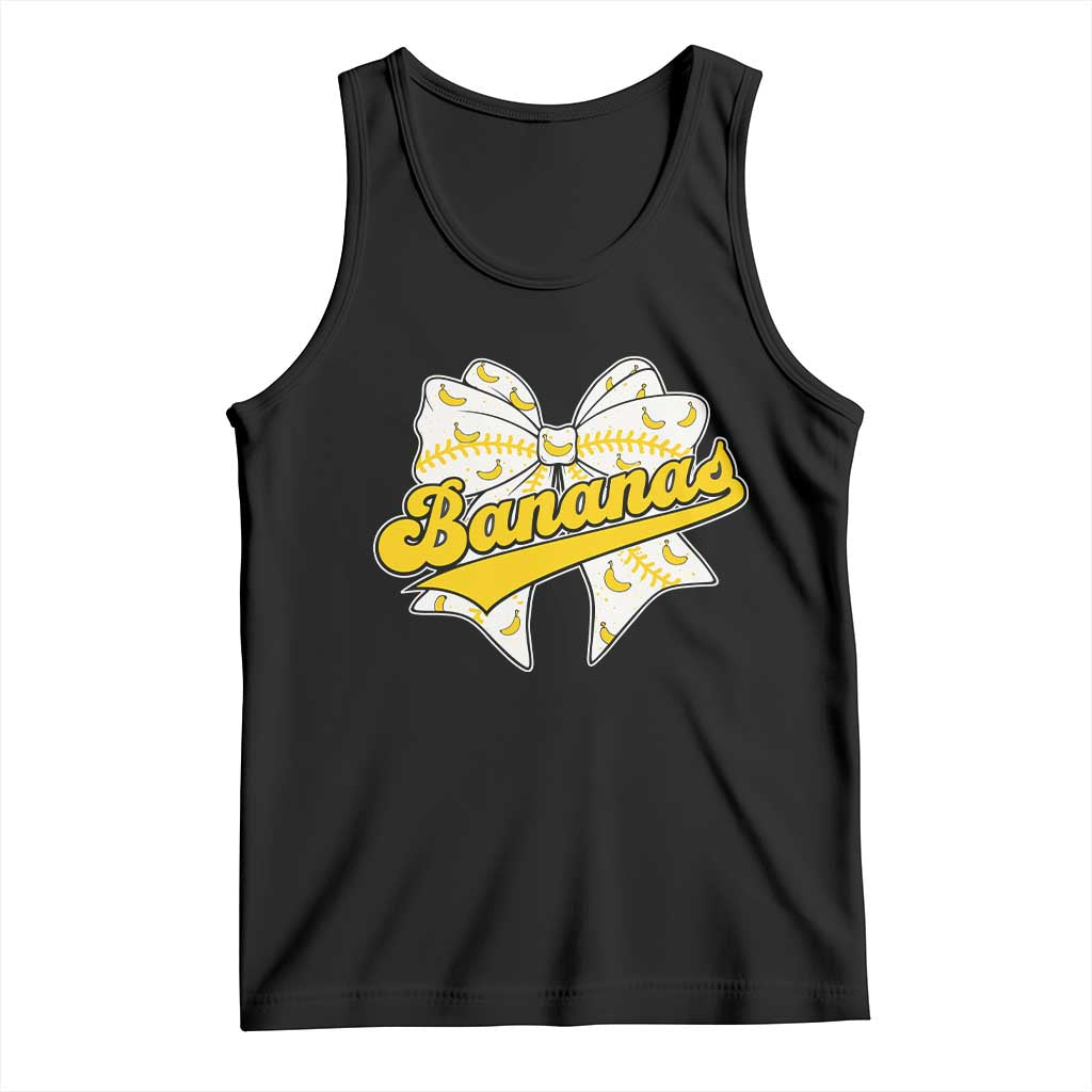 Bananas Coquette Bow Tank Top Retro Throwback Popular Fruit Humor Banana Classic TS10 Black Print Your Wear