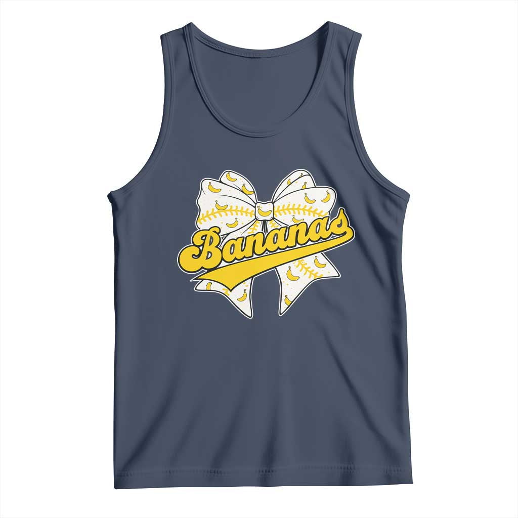 Bananas Coquette Bow Tank Top Retro Throwback Popular Fruit Humor Banana Classic TS10 Navy Print Your Wear