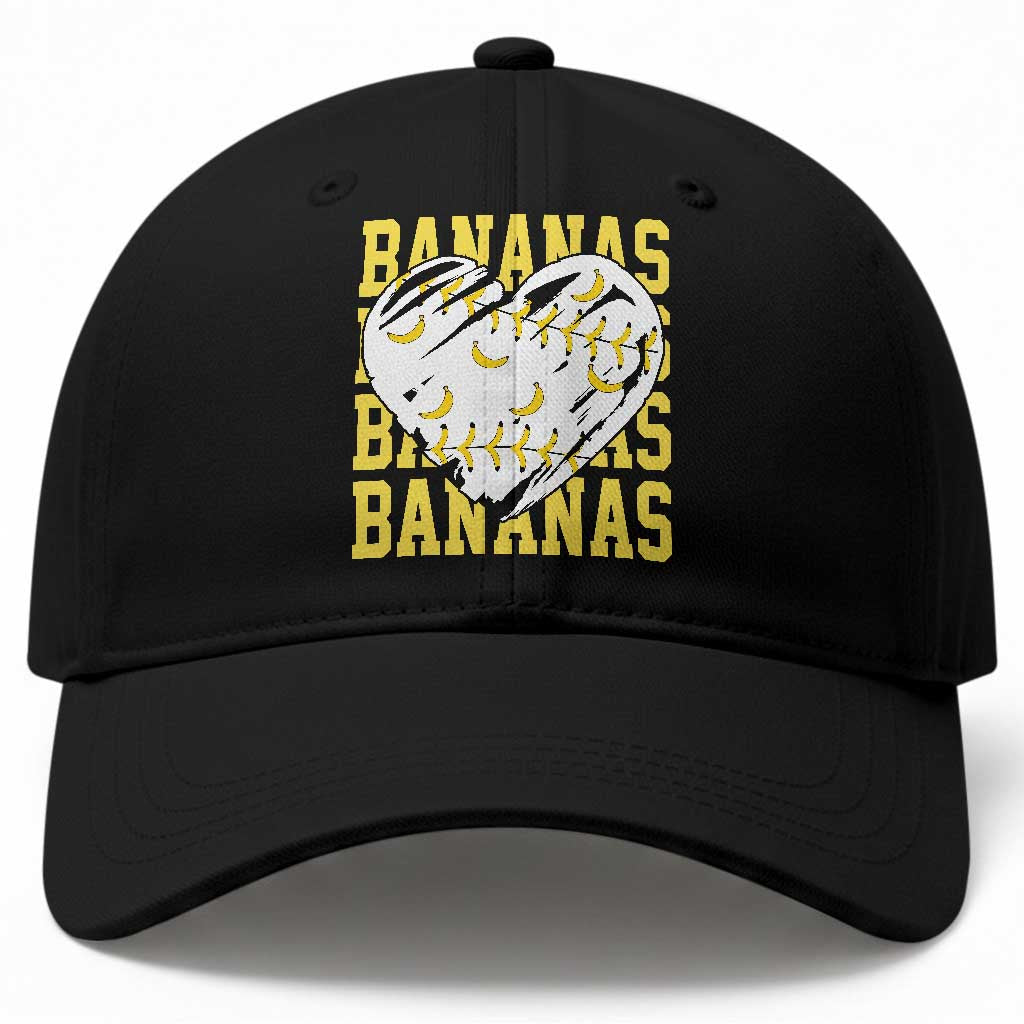 Retro Bananas Baseball Cap Vintage Baseball Heart Graphic Game Day Gifts TS10 Print Your Wear