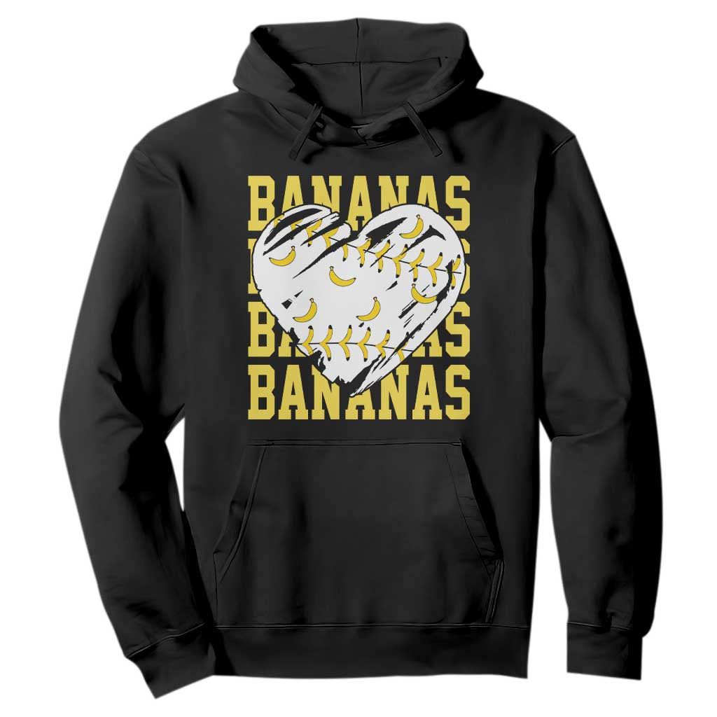 Retro Bananas Hoodie Vintage Baseball Heart Graphic Game Day Gifts TS10 Black Print Your Wear