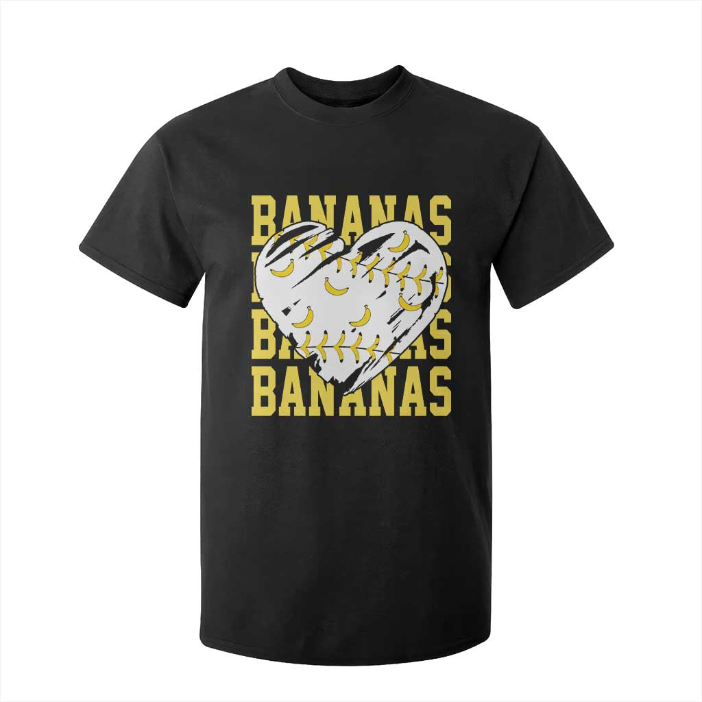 Retro Bananas T Shirt For Kid Vintage Baseball Heart Graphic Game Day Gifts TS10 Black Print Your Wear