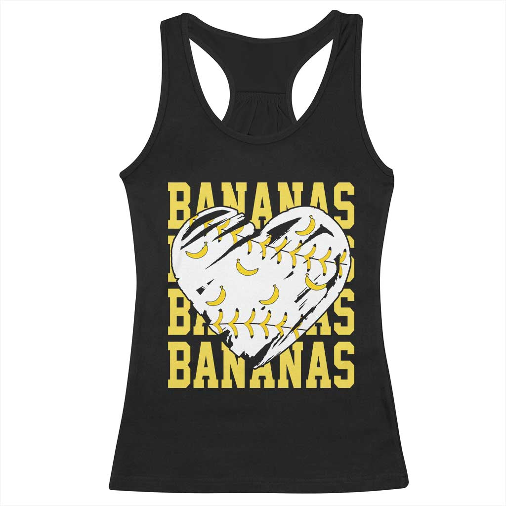 Retro Bananas Racerback Tank Top Vintage Baseball Heart Graphic Game Day Gifts TS10 Black Print Your Wear