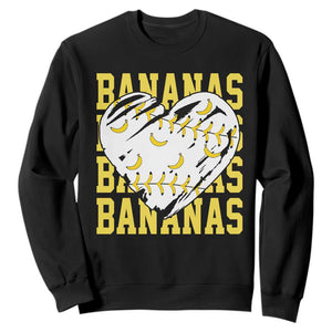 Retro Bananas Sweatshirt Vintage Baseball Heart Graphic Game Day Gifts TS10 Black Print Your Wear
