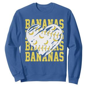 Retro Bananas Sweatshirt Vintage Baseball Heart Graphic Game Day Gifts TS10 Royal Blue Print Your Wear