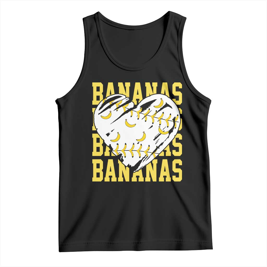 Retro Bananas Tank Top Vintage Baseball Heart Graphic Game Day Gifts TS10 Black Print Your Wear