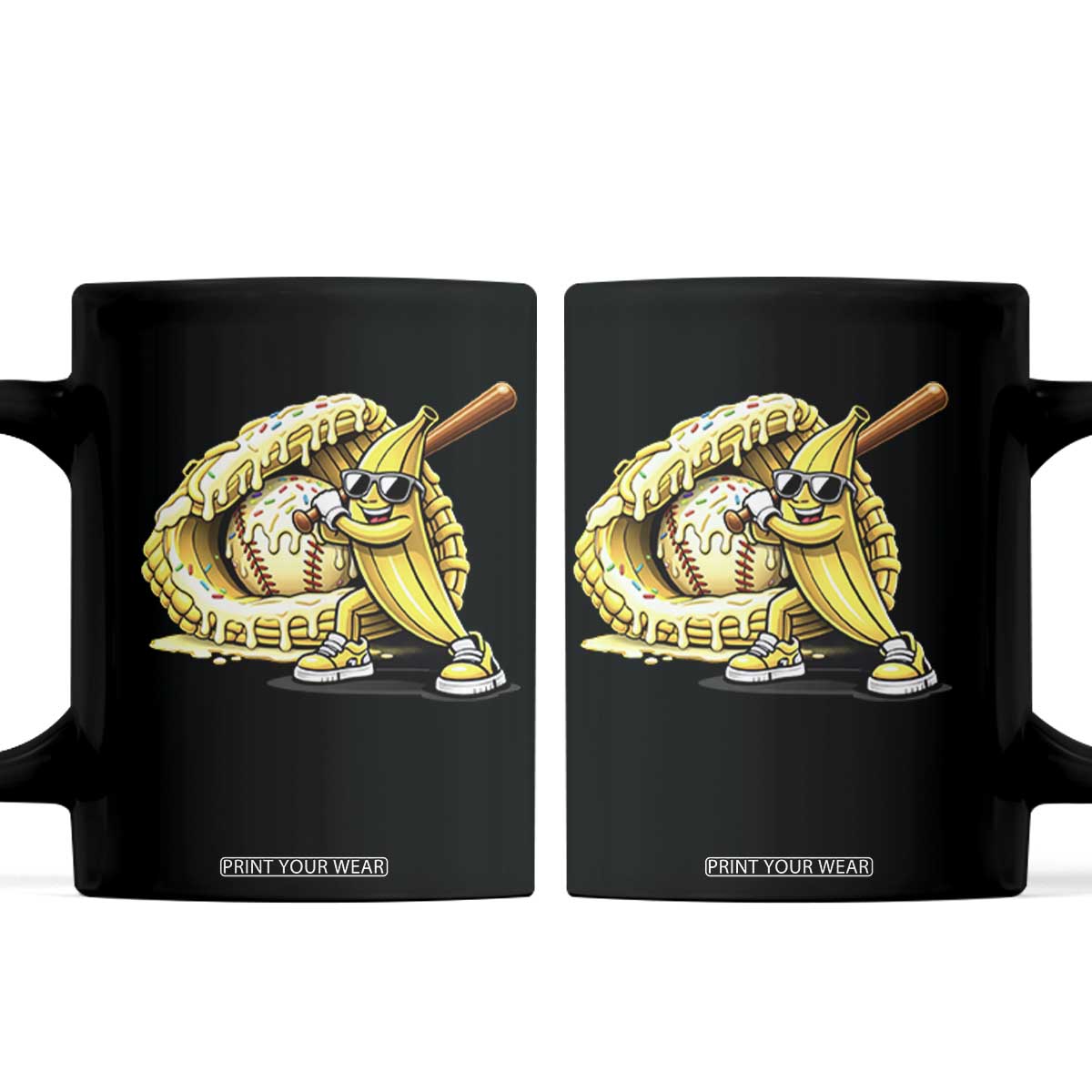 Baseball Banana Coffee Mug Funny Baseball Glove Drip Kids Youth Boys Girls TS10 Black Print Your Wear