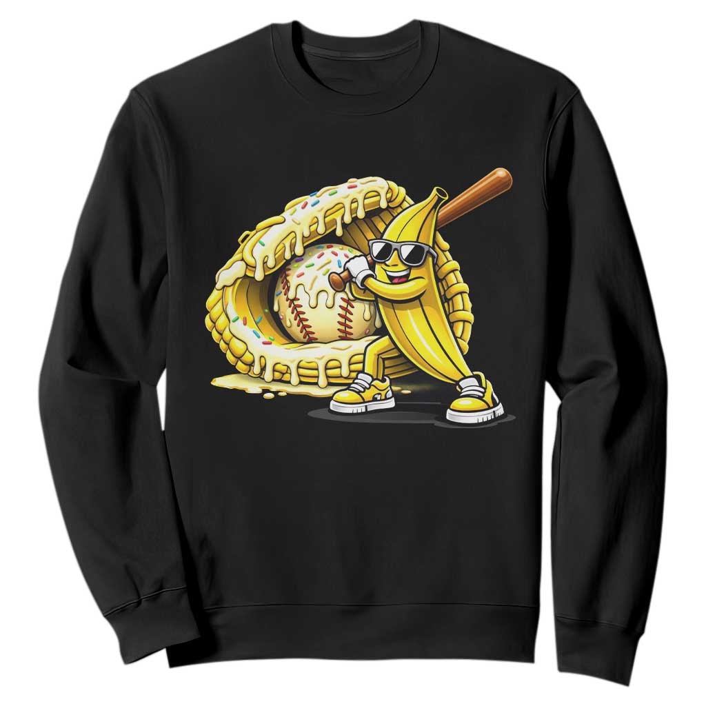 Baseball Banana Sweatshirt Funny Baseball Glove Drip Kids Youth Boys Girls TS10 Black Print Your Wear
