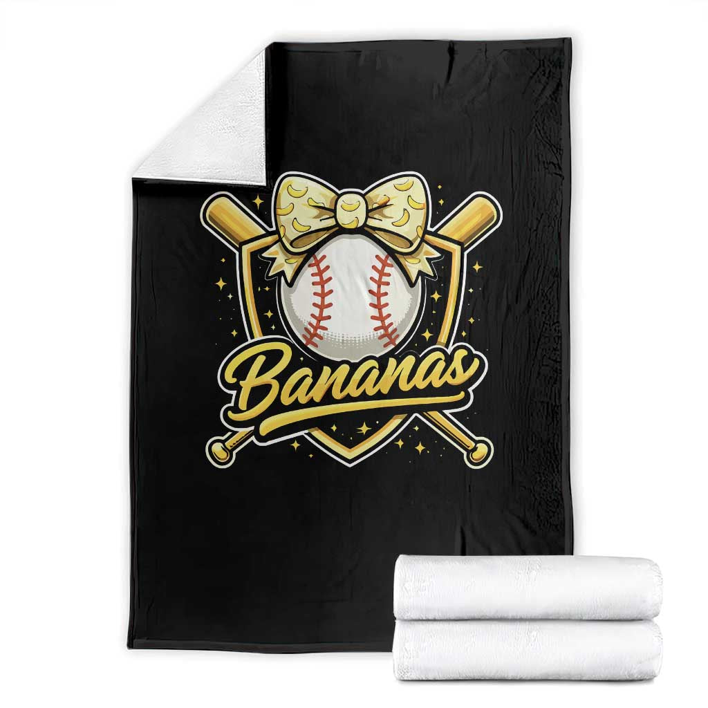 Bananas Coquette Bow Throw Blanket Baseball Bats Banana Lovers Women Girls Kids TS10 Black Print Your Wear