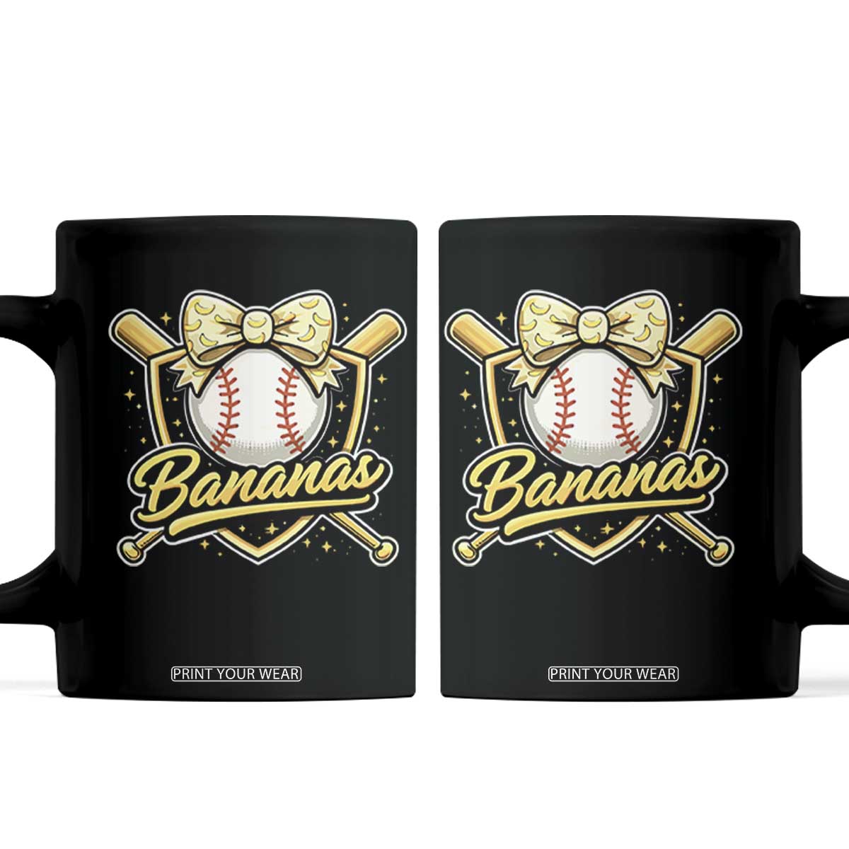 Bananas Coquette Bow Coffee Mug Baseball Bats Banana Lovers Women Girls Kids TS10 Black Print Your Wear