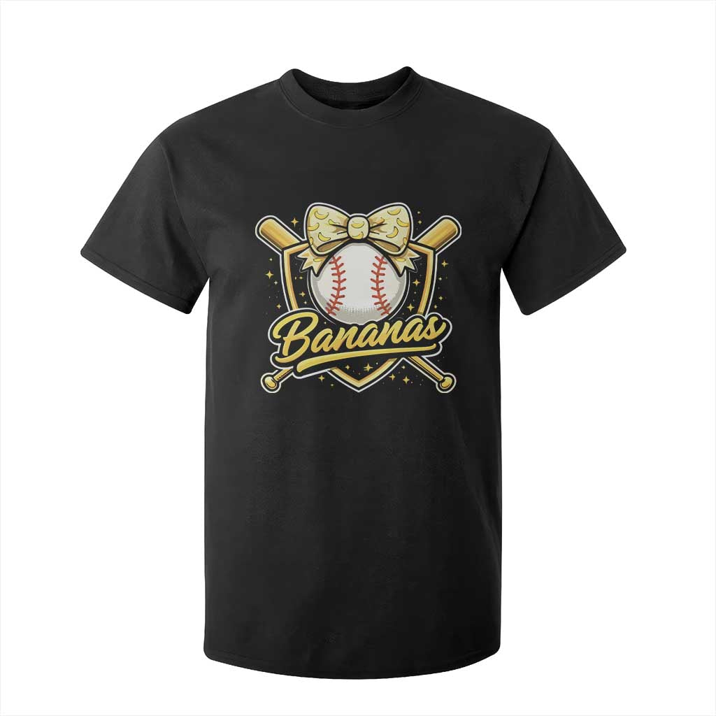 Bananas Coquette Bow T Shirt For Kid Baseball Bats Banana Lovers Women Girls Kids TS10 Black Print Your Wear