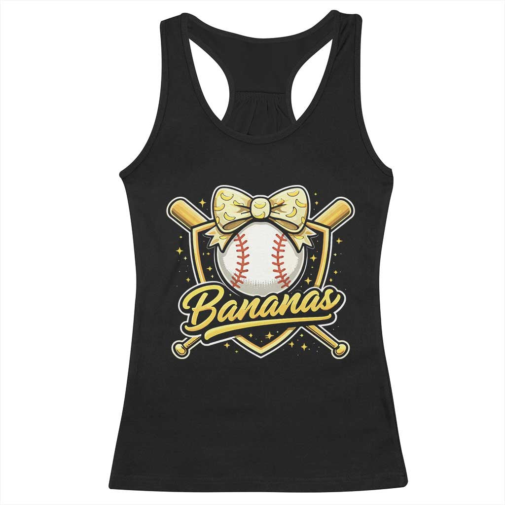 Bananas Coquette Bow Racerback Tank Top Baseball Bats Banana Lovers Women Girls Kids TS10 Black Print Your Wear