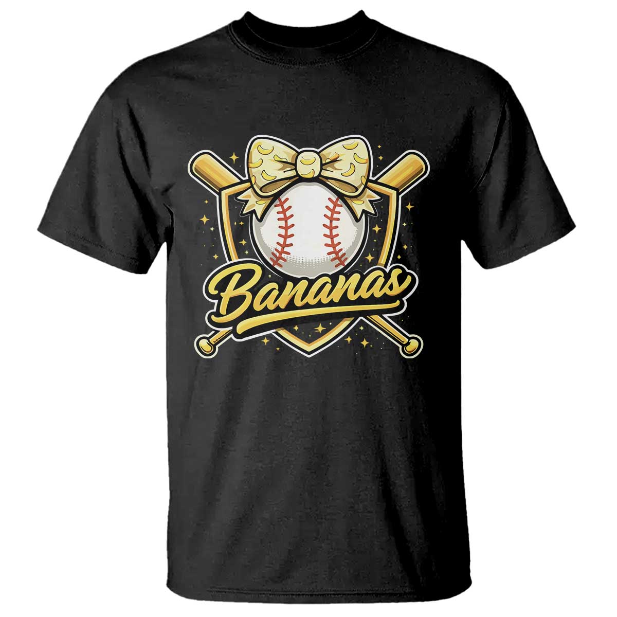 Bananas Coquette Bow T Shirt Baseball Bats Banana Lovers Women Girls Kids TS10 Black Print Your Wear