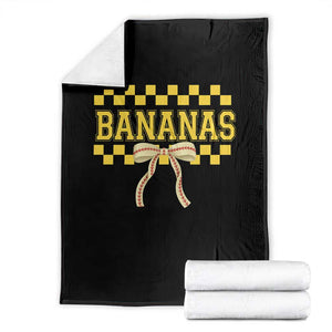 Bananas Coquette Bow Checkered Throw Blanket Women Girls Kids TS10 Black Print Your Wear