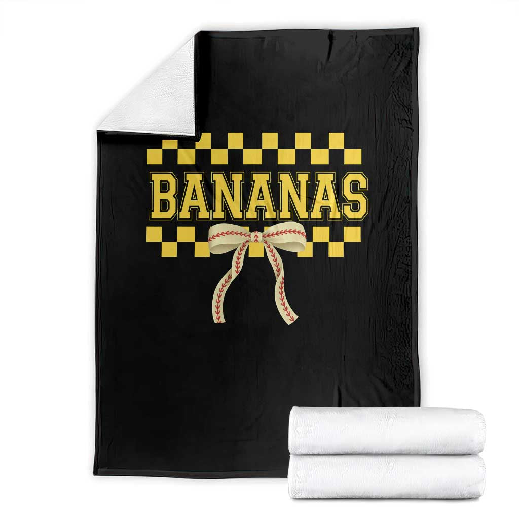 Bananas Coquette Bow Checkered Throw Blanket Women Girls Kids TS10 Black Print Your Wear
