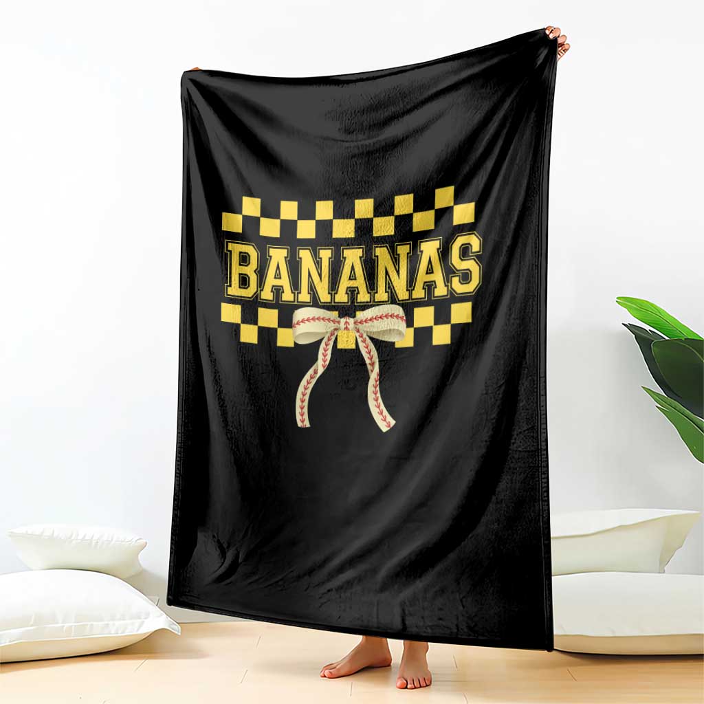 Bananas Coquette Bow Checkered Throw Blanket Women Girls Kids TS10 Print Your Wear