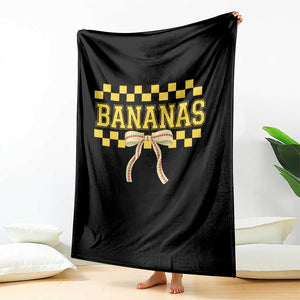 Bananas Coquette Bow Checkered Throw Blanket Women Girls Kids TS10 Print Your Wear