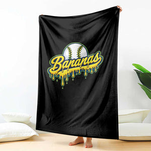 Funny Banana Baseball Throw Blanket Sports Team Baseball Drip Ice Cream Style TS10 Print Your Wear