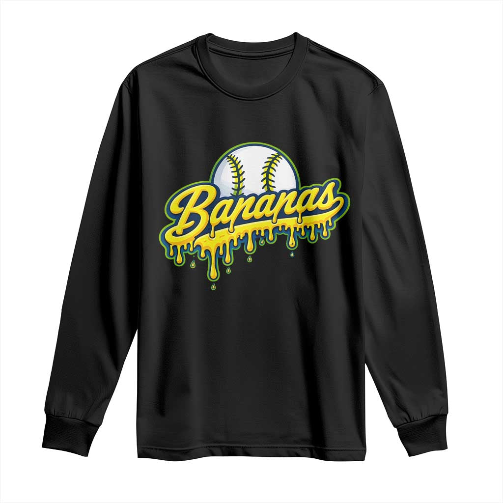 Funny Banana Baseball Long Sleeve Shirt Sports Team Baseball Drip Ice Cream Style TS10 Black Print Your Wear