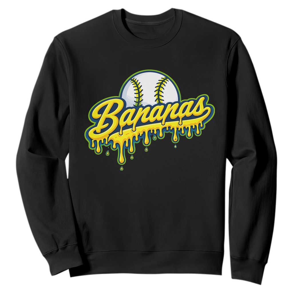 Funny Banana Baseball Sweatshirt Sports Team Baseball Drip Ice Cream Style TS10 Black Print Your Wear