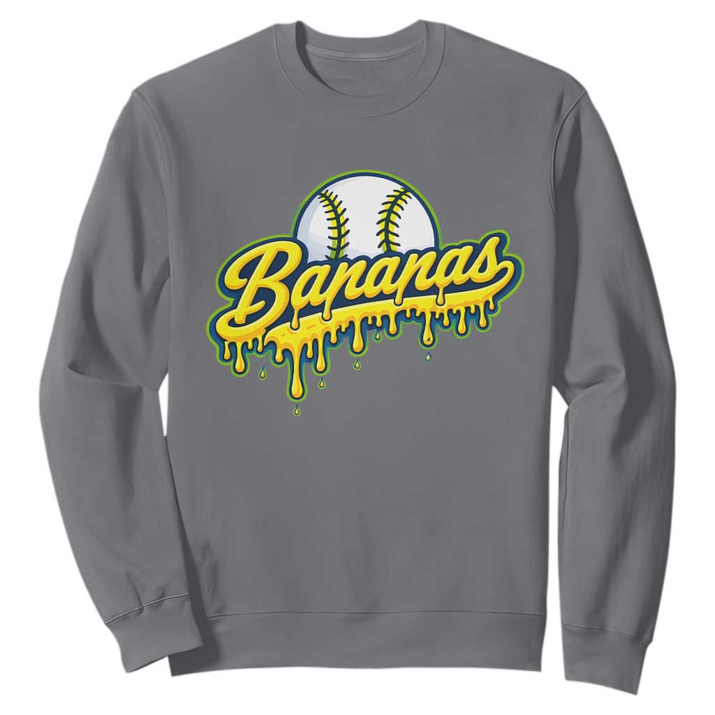 Funny Banana Baseball Sweatshirt Sports Team Baseball Drip Ice Cream Style TS10 Charcoal Print Your Wear