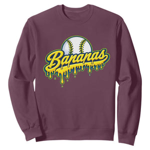 Funny Banana Baseball Sweatshirt Sports Team Baseball Drip Ice Cream Style TS10 Maroon Print Your Wear