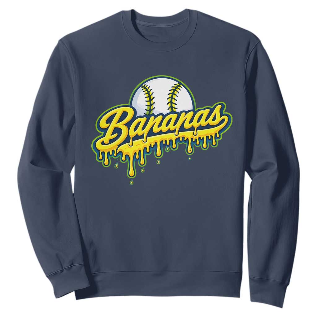 Funny Banana Baseball Sweatshirt Sports Team Baseball Drip Ice Cream Style TS10 Navy Print Your Wear