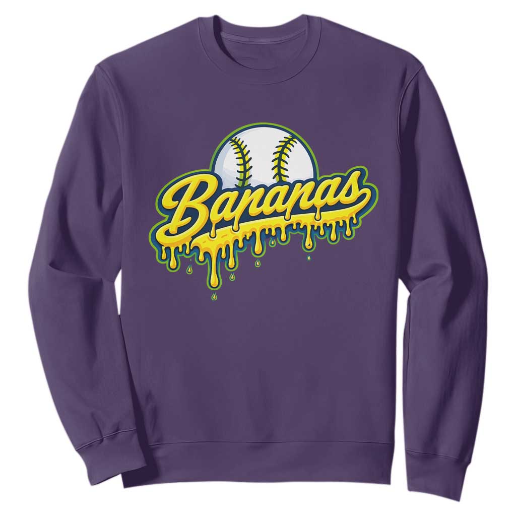 Funny Banana Baseball Sweatshirt Sports Team Baseball Drip Ice Cream Style TS10 Purple Print Your Wear
