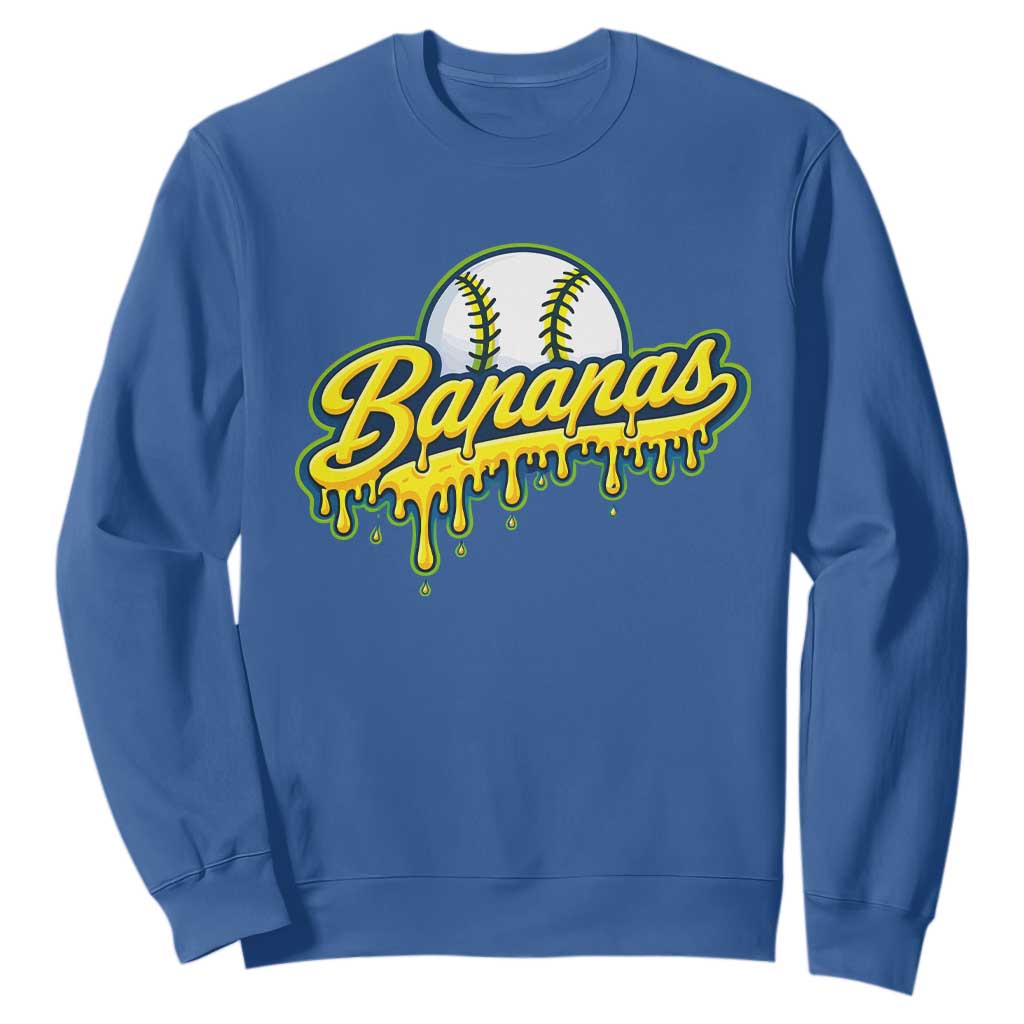Funny Banana Baseball Sweatshirt Sports Team Baseball Drip Ice Cream Style TS10 Royal Blue Print Your Wear