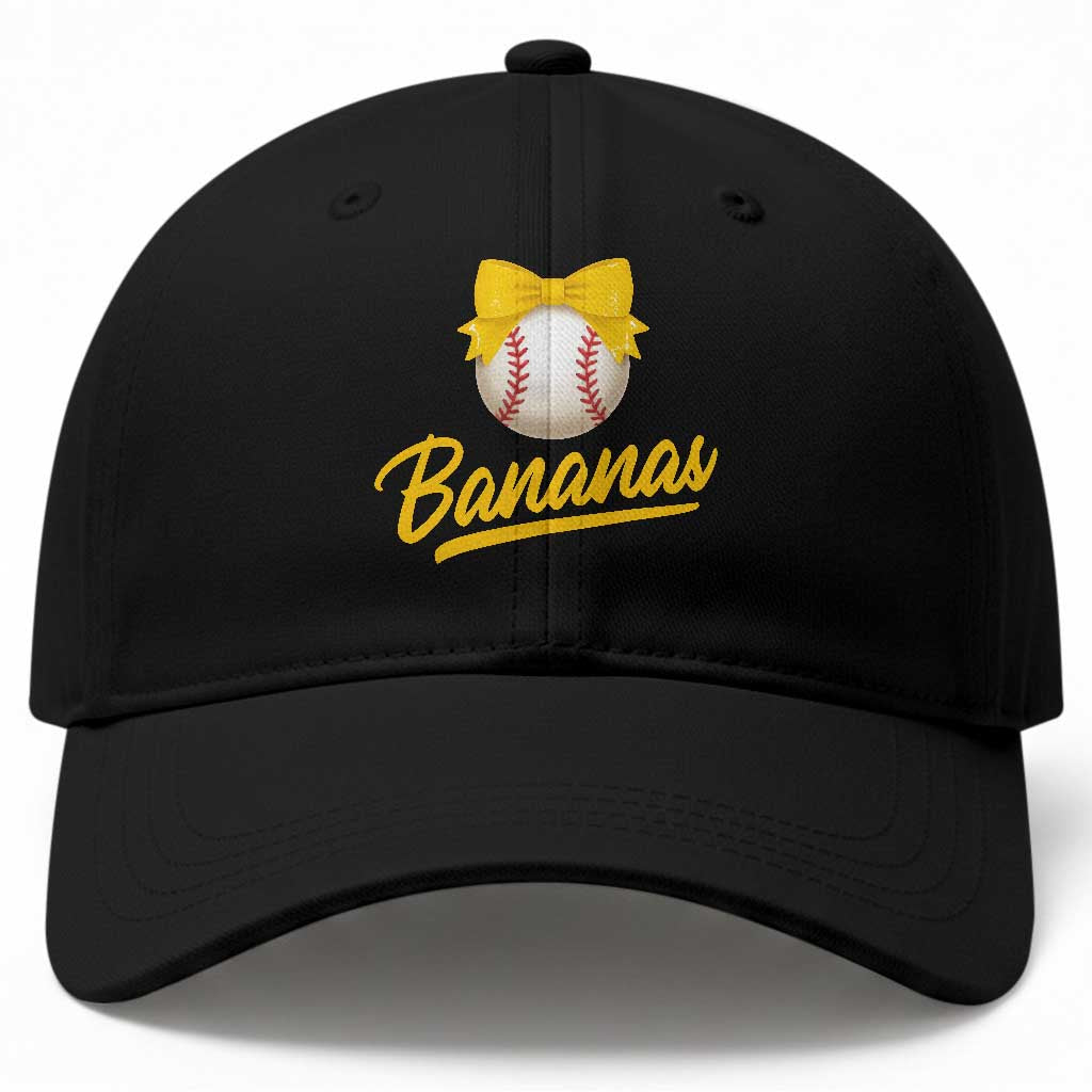 Bananas Coquette Bow Baseball Cap Banana Retro Popular Fruit Humor Cute Girls Kids TS10 Print Your Wear