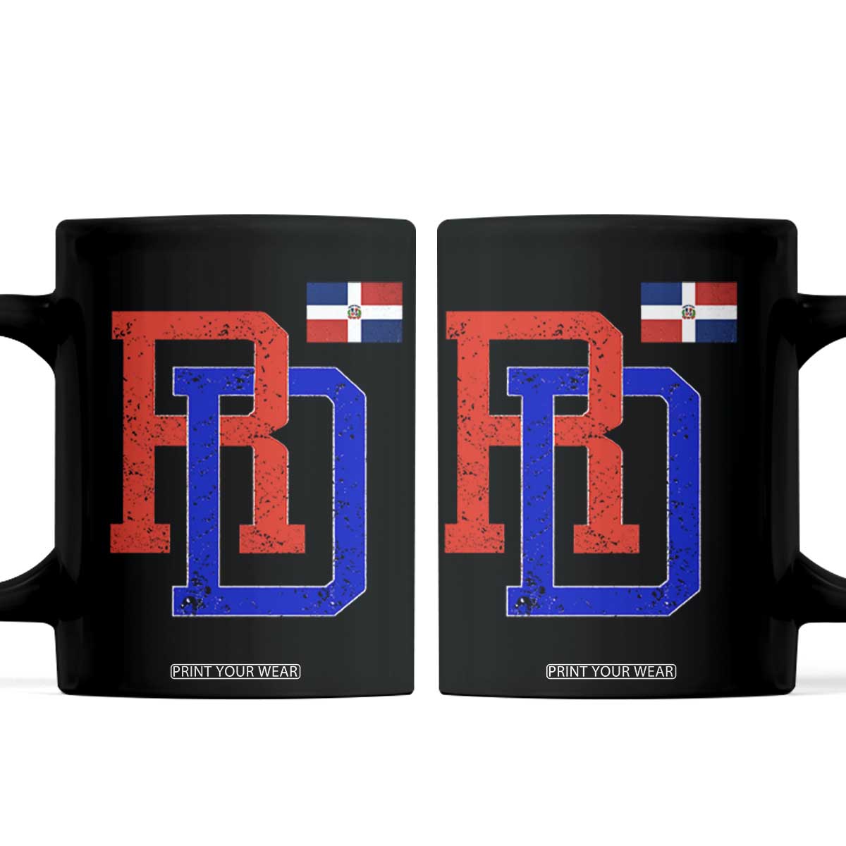 Dominican Republic Coffee Mug Distressed RD Flag Dominican Pride TS10 Black Print Your Wear