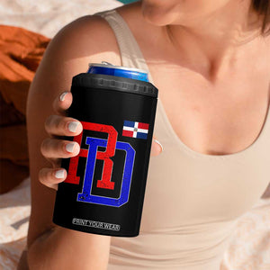 Dominican Republic 4 in 1 Can Cooler Tumbler Distressed RD Flag Dominican Pride TS10 Print Your Wear