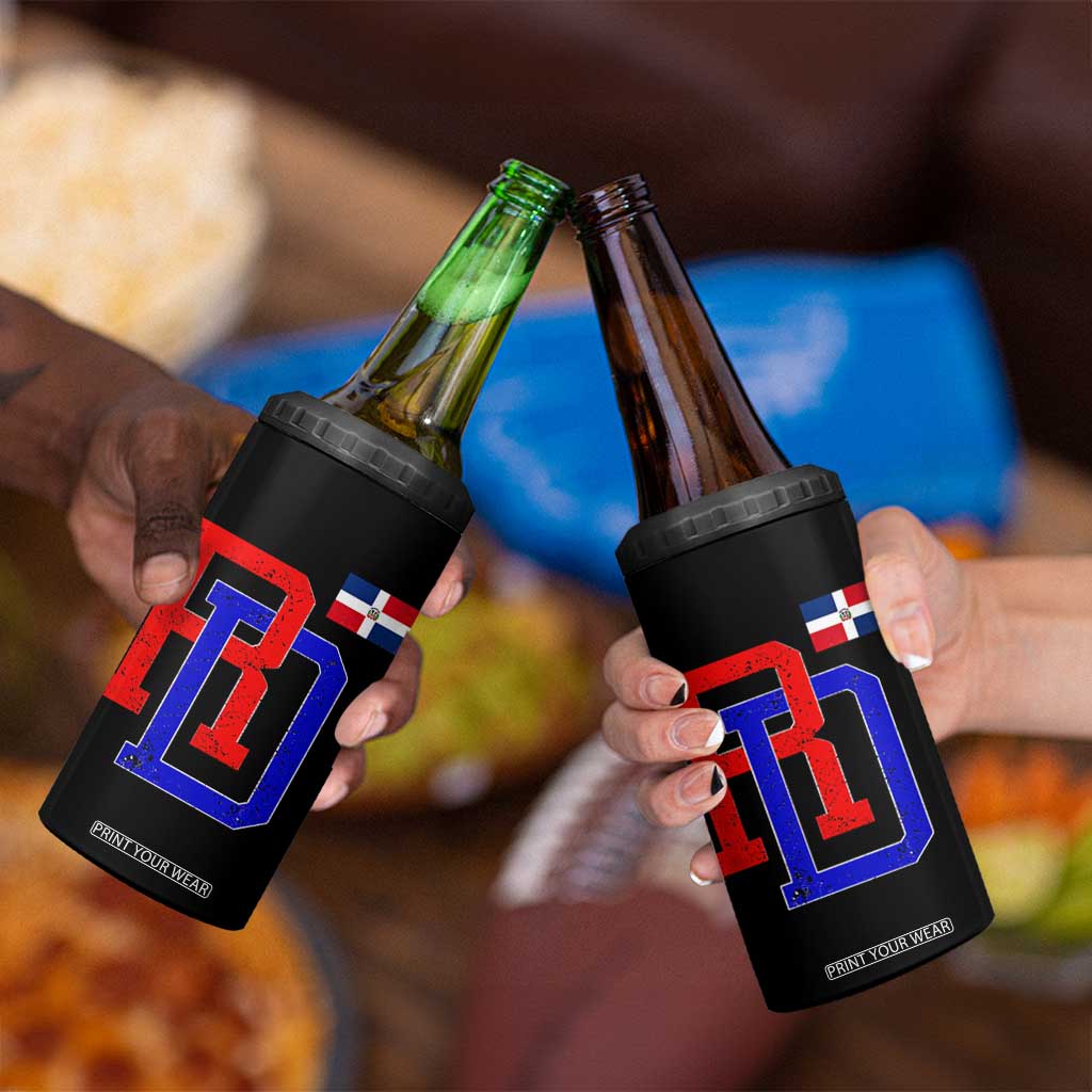 Dominican Republic 4 in 1 Can Cooler Tumbler Distressed RD Flag Dominican Pride TS10 Print Your Wear