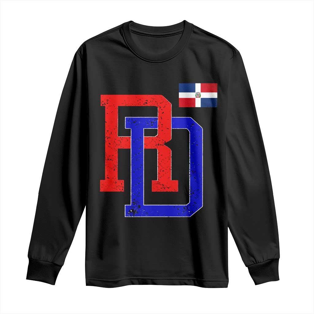 Dominican Republic Long Sleeve Shirt Distressed RD Flag Dominican Pride TS10 Black Print Your Wear