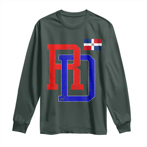 Dominican Republic Long Sleeve Shirt Distressed RD Flag Dominican Pride TS10 Dark Forest Green Print Your Wear