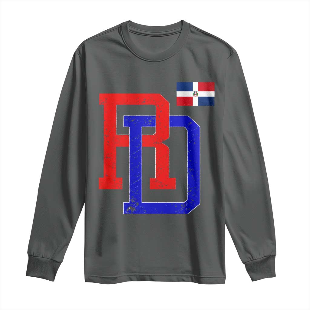 Dominican Republic Long Sleeve Shirt Distressed RD Flag Dominican Pride TS10 Dark Heather Print Your Wear