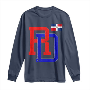 Dominican Republic Long Sleeve Shirt Distressed RD Flag Dominican Pride TS10 Navy Print Your Wear