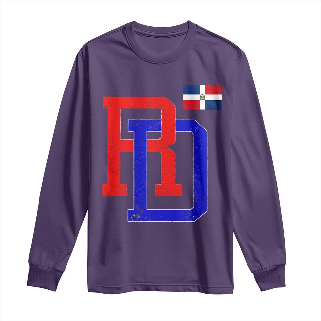Dominican Republic Long Sleeve Shirt Distressed RD Flag Dominican Pride TS10 Purple Print Your Wear