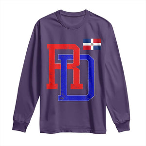 Dominican Republic Long Sleeve Shirt Distressed RD Flag Dominican Pride TS10 Purple Print Your Wear