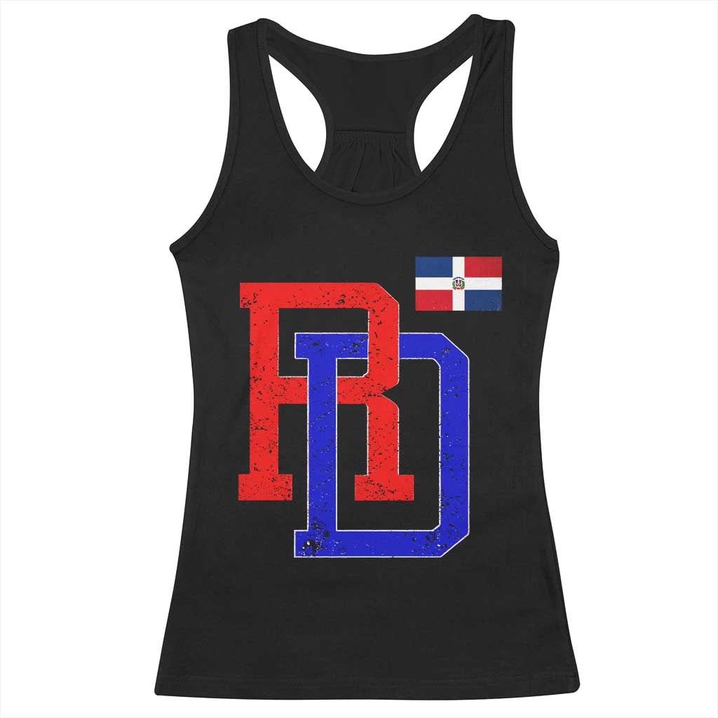 Dominican Republic Racerback Tank Top Distressed RD Flag Dominican Pride TS10 Black Print Your Wear