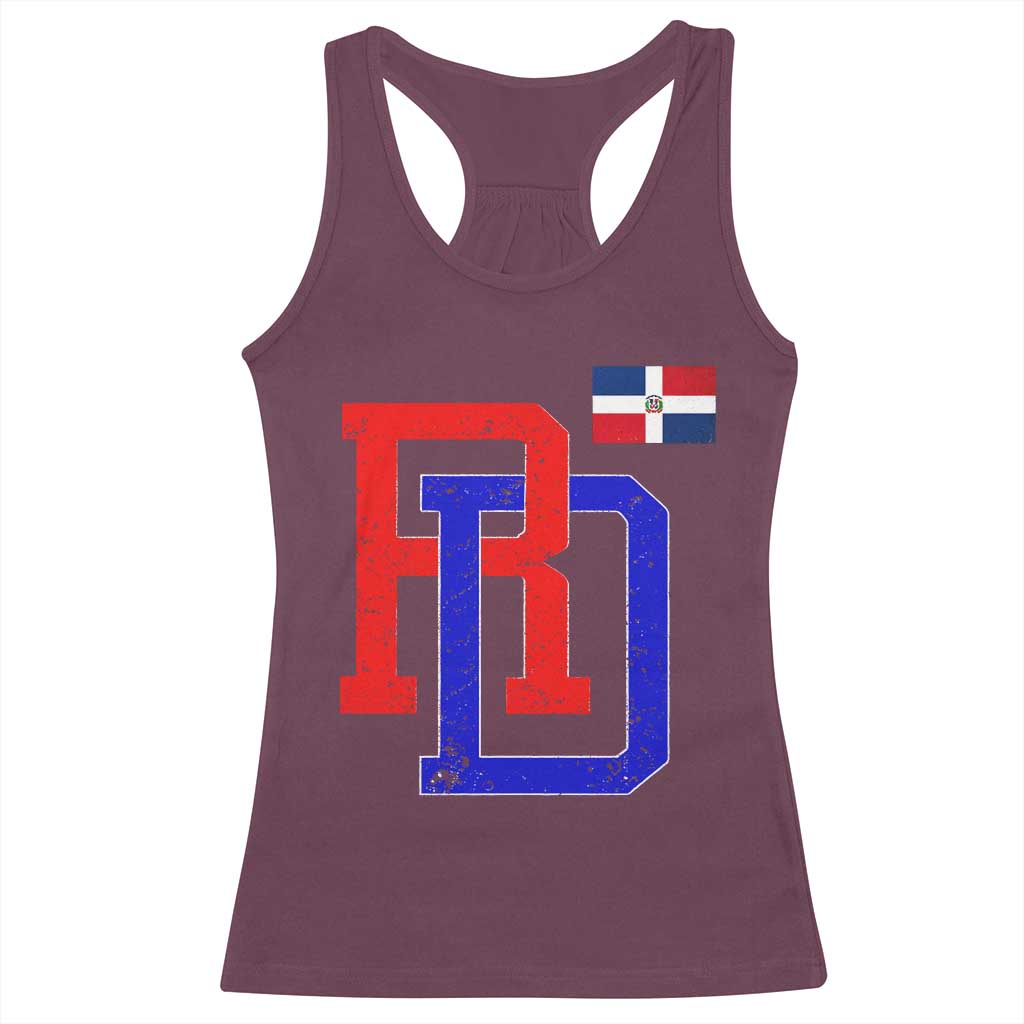Dominican Republic Racerback Tank Top Distressed RD Flag Dominican Pride TS10 Maroon Print Your Wear
