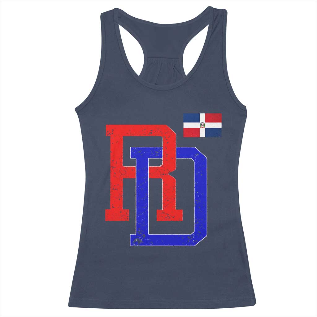 Dominican Republic Racerback Tank Top Distressed RD Flag Dominican Pride TS10 Navy Print Your Wear