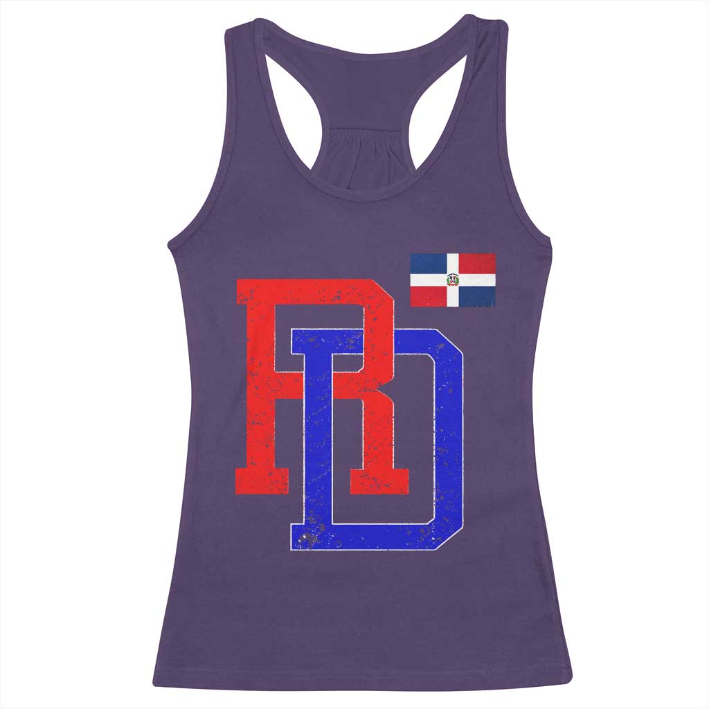 Dominican Republic Racerback Tank Top Distressed RD Flag Dominican Pride TS10 Purple Print Your Wear