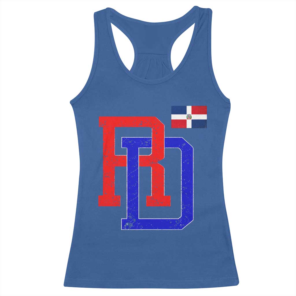 Dominican Republic Racerback Tank Top Distressed RD Flag Dominican Pride TS10 Royal Blue Print Your Wear