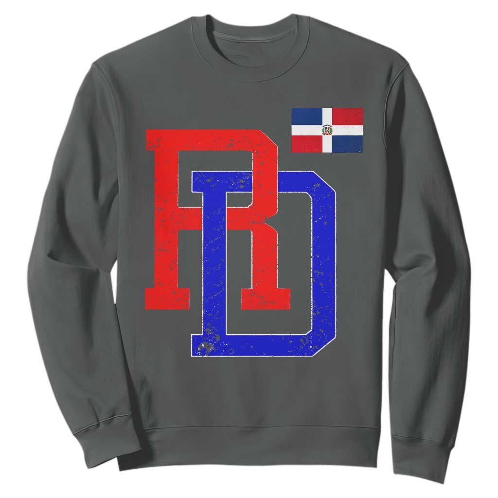 Dominican Republic Sweatshirt Distressed RD Flag Dominican Pride TS10 Dark Heather Print Your Wear