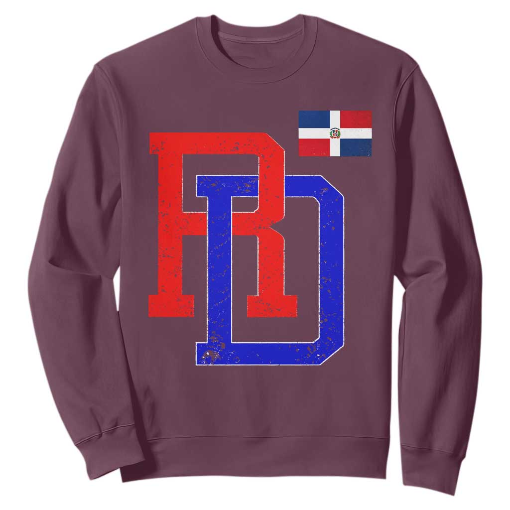 Dominican Republic Sweatshirt Distressed RD Flag Dominican Pride TS10 Maroon Print Your Wear