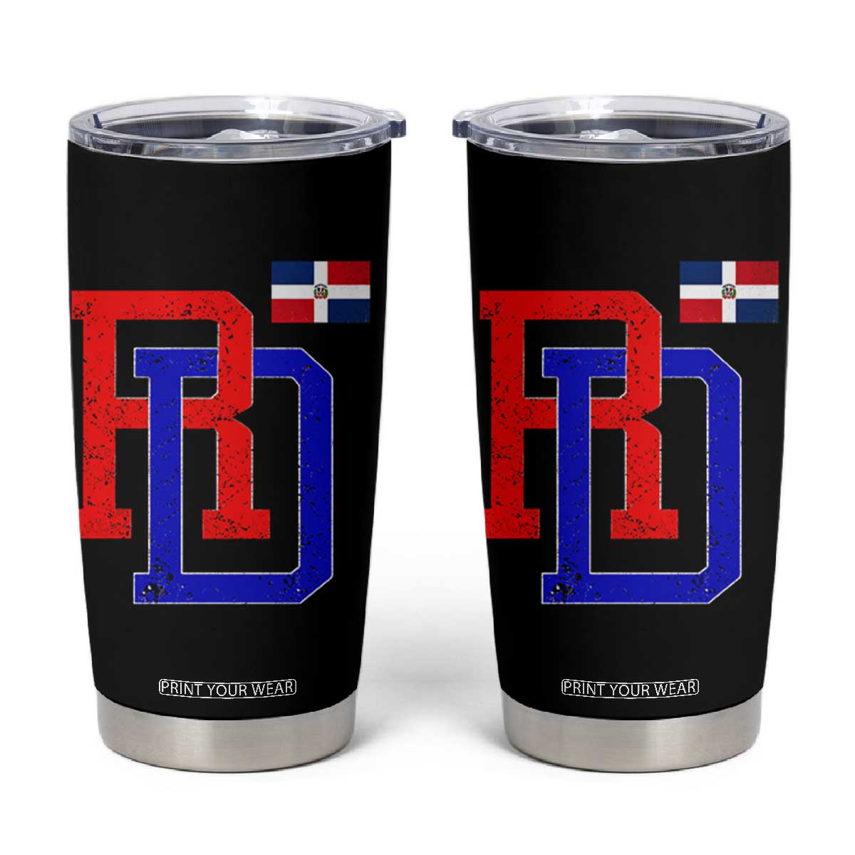 Dominican Republic Tumbler Cup Distressed RD Flag Dominican Pride TS10 Black Print Your Wear