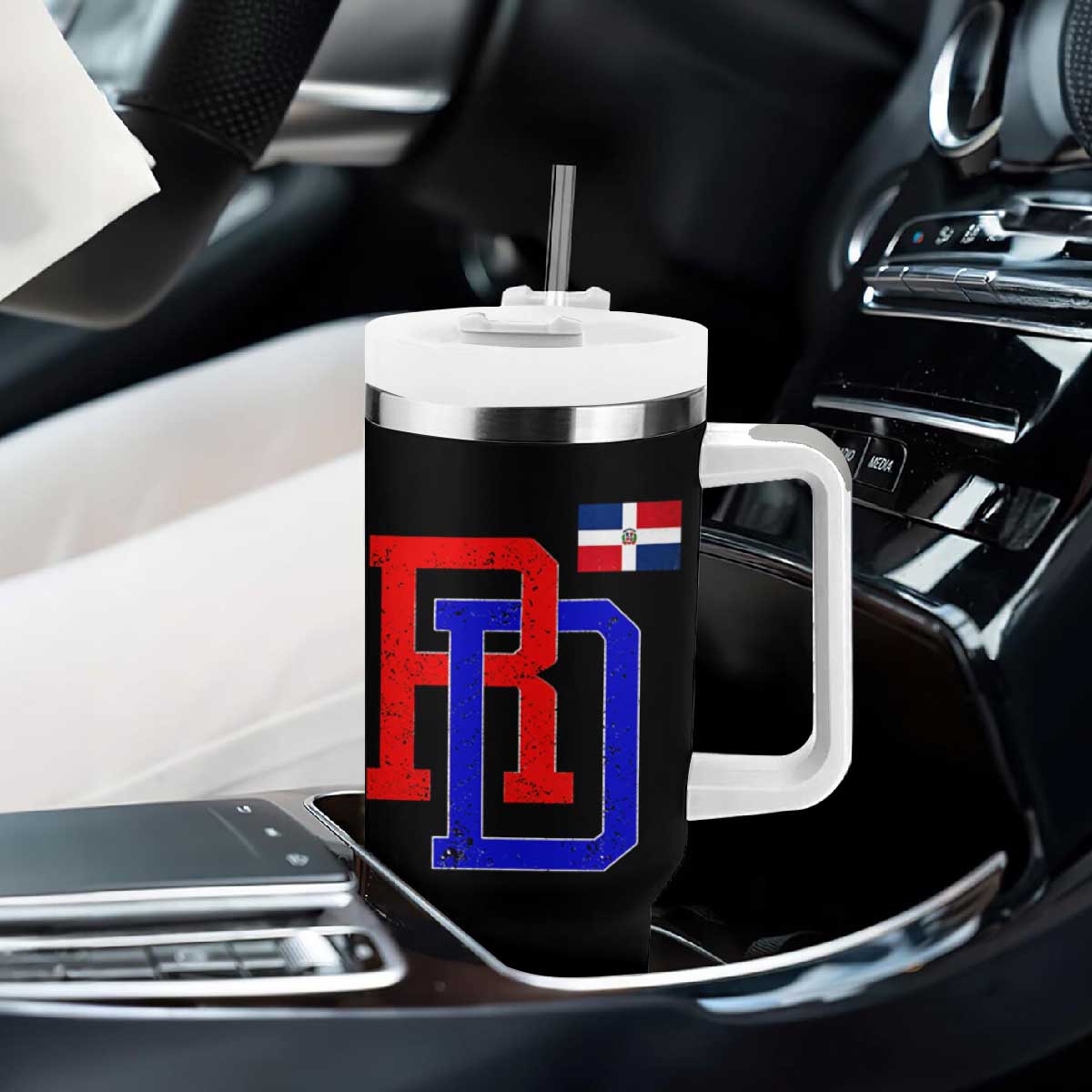 Dominican Republic Tumbler With Handle Distressed RD Flag Dominican Pride TS10 Print Your Wear